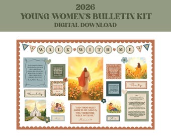 Walk With Me Bulletin Board Kit, 2026 Youth Theme, Young Women Artwork, Quotes, Theme, Posters, LDS Church