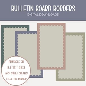 Printable Scalloped Bulletin Board Borders, 26 Colors (Digital Download)
