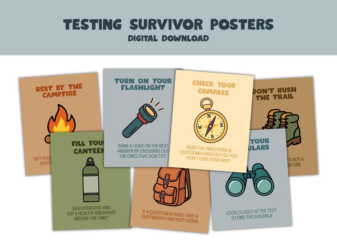 Testing Center Posters State Testing Posters | Camping Theme Decor | Retro Classroom Decor ...