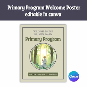 Póster de bienvenida al programa de la Primaria SUD / Plantilla editable / Iglesia de Jesucristo de los Santos de los Últimos Días / Presentación de la Primaria