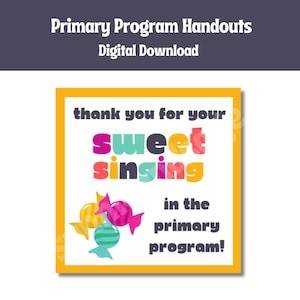 Folleto del programa de la Primaria SUD / Cantos dulces / La Iglesia de Jesucristo de los Santos de los Últimos Días / Impresión de presentación de la Primaria / Regalo de la Primaria