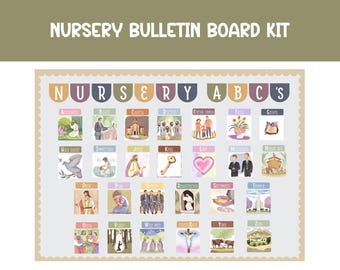 Lámina para tablón de anuncios del abecedario para guardería, decoración primaria SUD (descarga digital)