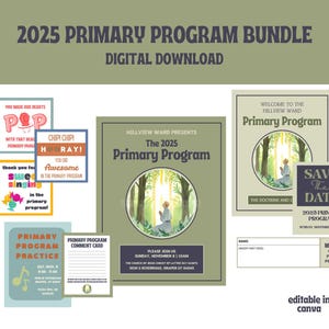 Paquete de programas de la Primaria SUD / Invitaciones, folletos y carteles editables / La Iglesia de Jesucristo de los Santos de los Últimos Días / Presentación de la Primaria impresa