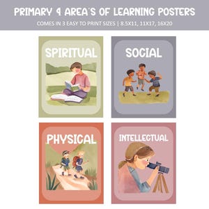 Carteles de las áreas de aprendizaje de 4.º grado, días de actividades, Iglesia de Jesucristo de los Santos de los Últimos Días