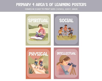 Primary Learning Area Posters, Watercolor Art (Digital Download)