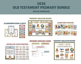 Paquete de la Primaria del Antiguo Testamento, Ven, sígueme 2026, Tablón de anuncios de la Primaria, Tablón de anuncios de la Iglesia SUD, Arte de las Escrituras Bíblicas, Primaria SUD