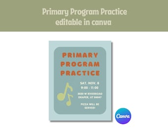 Invitación para la práctica del Programa de la Primaria SUD / Formato editable para imprimir en la Iglesia (Descarga digital)