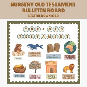 旧約聖書保育掲示板、聖書の聖句アート（デジタルダウンロード）