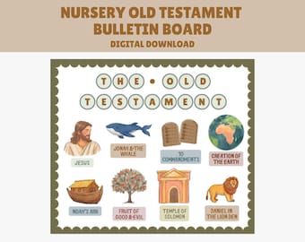 Tablón de anuncios del Antiguo Testamento para guardería, arte bíblico (descarga digital)