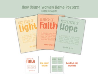 Nowe plakaty z nazwami klas dla młodych kobiet | Nadzieja, wiara, światło | Materiały do rozdania | Pobierz natychmiast