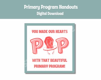 LDS Primary Program Handout: Hearts Pop Treat (Digital Download)