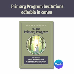 Invitación al programa de la Primaria SUD / Invitaciones editables / Iglesia de Jesucristo de los Santos de los Últimos Días / Presentación de la Primaria imprimible