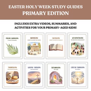 Guía de estudio de la Semana Santa de Pascua y calendario de Adviento de los Santos de los Últimos Días / Actividad y folleto para niños de la Primaria / Imprimible de la Iglesia de Jesucristo