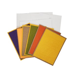 Assorted Fall Cards Set of 6 – Embossed Blank Greeting Cards with Envelopes | Handmade Autumn Note Cards, Multi-Occasion Variety Pack