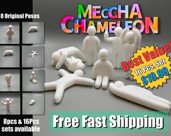 Meccha Chameleon Figures | 8-Pose or 16-Pose (2 of each pose) Collector Set