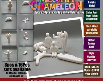 Meccha Chameleon Figures | 8-Pose or 16-Pose (2 of each pose) Collector Set