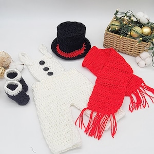 BABY SNOWMAN COSTUME (Newborn -24 months)  - Handmade Crochet Christmas Snowman Outfit for Kids - Holiday Gift