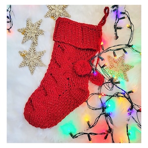 Handmade Christmas Stocking - Crocheted Stocking - Holiday Decor - Gift for Christmas