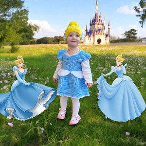 Princess Cinderella Costume - Crochet Cinderella Wig, Dress, Shoes - Baby Photo Prop