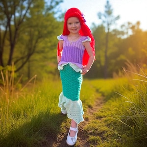 Handmade Ariel “Little Mermaid” Crochet Outfit & Wig Set – Baby and Toddler Mermaid Costume – Birthday, Photoshoot, Halloween