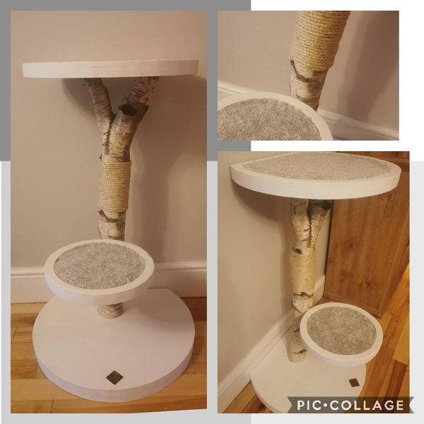 Custom-made natural wooden cat tree/cat house