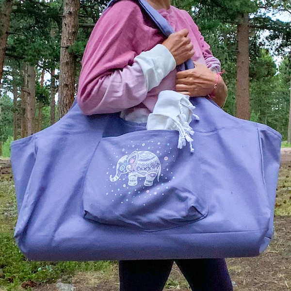 Elephant Yoga Mat Bag Tote | Yoga Mat Holder |  Bolsa Esterilla Yoga | Yoga Bag | Yoga Mat Carrier | Yoga Bag for Mat Block and Bolster