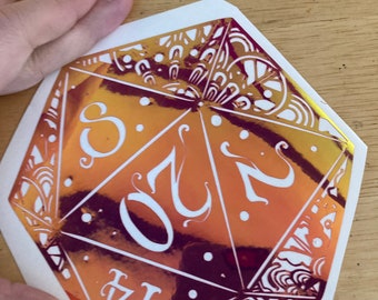 Calcomanía de dados DND d20 para automóviles y computadoras portátiles.