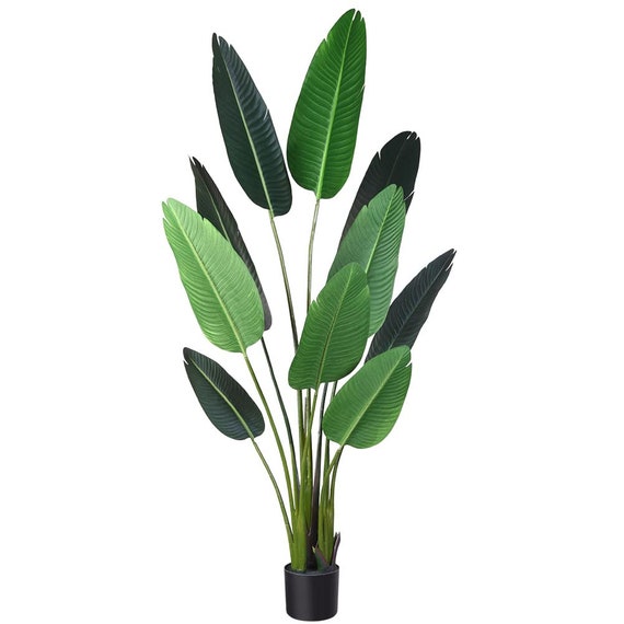 Fopamtri Artificial Bird of Paradise Plant Fake Tropical Palm Tree Perfect Faux Plant