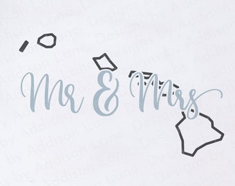 Mr and Mrs Hawaii Hochzeit SVG: Hawaii Silhouette (Digitaler Download)