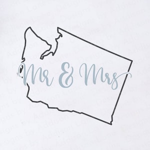 Mr und Mrs Washington SVG - Washington SVG - Washington Hochzeit SVG - Hochzeits-Svg - Washington Braut geschnitten Datei - Washington Bräutigam Form