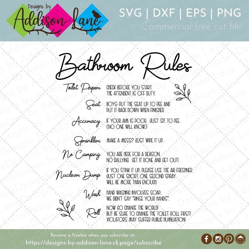 Bathroom Rule Saying SVG Toilet Rules SVG Bathroom Rules Etsy