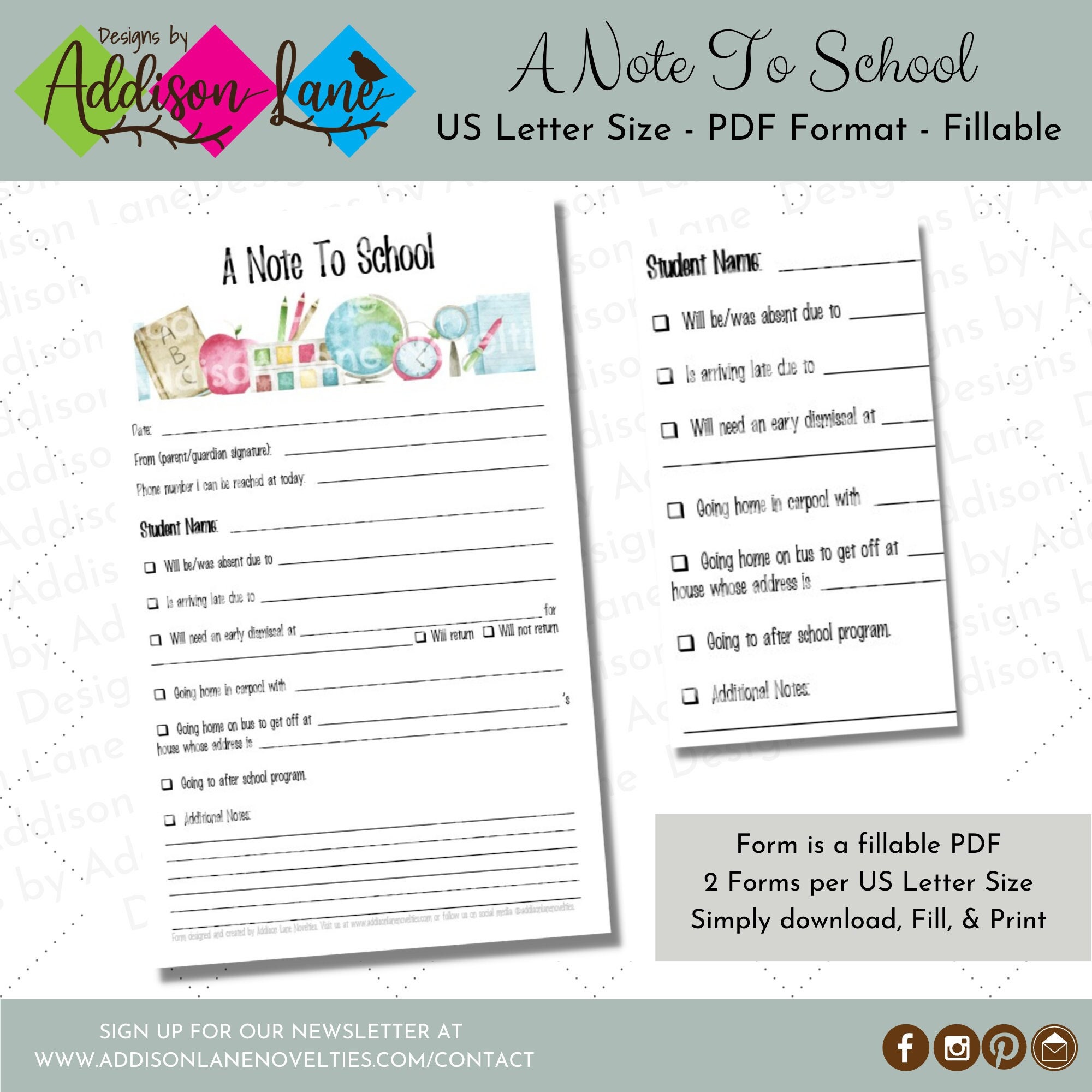 School Late Note.pdf Fillable School Note PDF: Absence, Bus, Teacher Communication (US ...