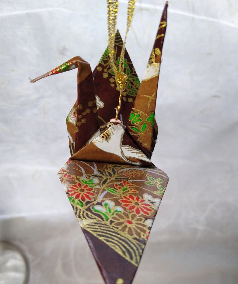 Origami Peace Crane Ornaments brown