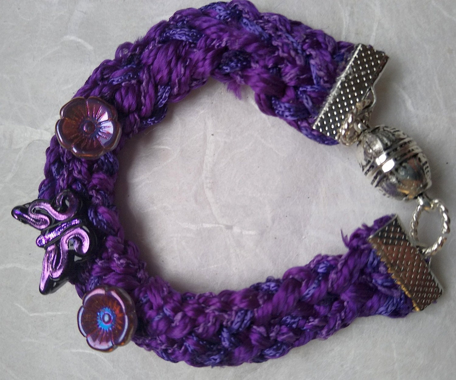 Tie-dye Ribbon Bracelet Kit. Kumihimo Bracelet With Filigree Ball Bead.  Color Choices. Easy Project. 