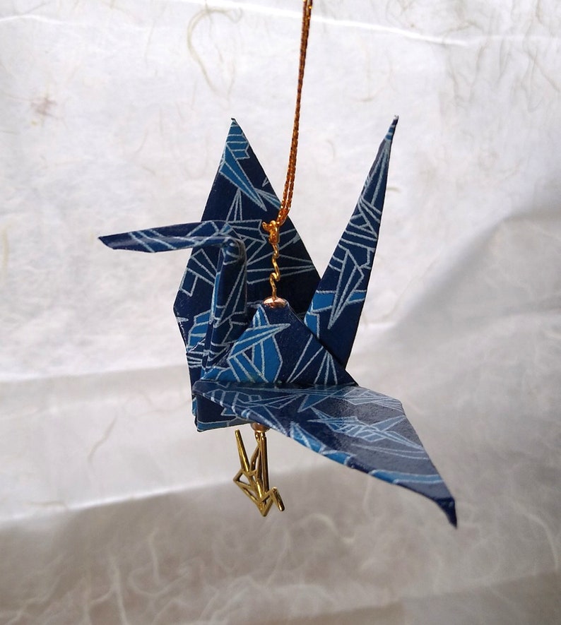 Origami Peace Crane Ornaments 2 blues