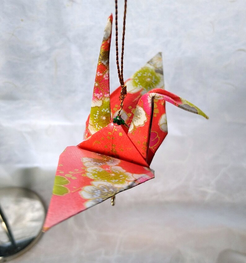 Peace Crane Ornament coral