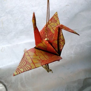 Origami Peace Crane Ornaments org/gold