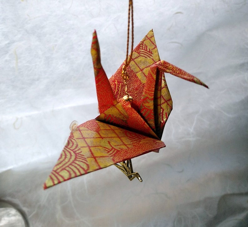 Origami Peace Crane Ornaments org/gold