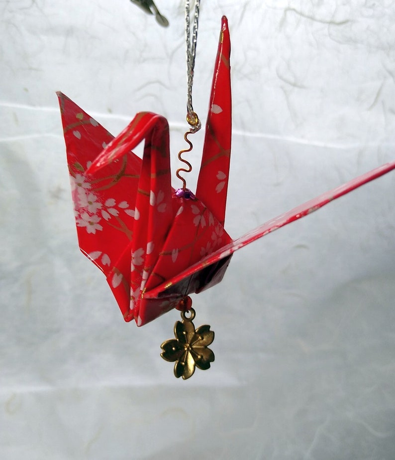 Peace Crane Ornament red