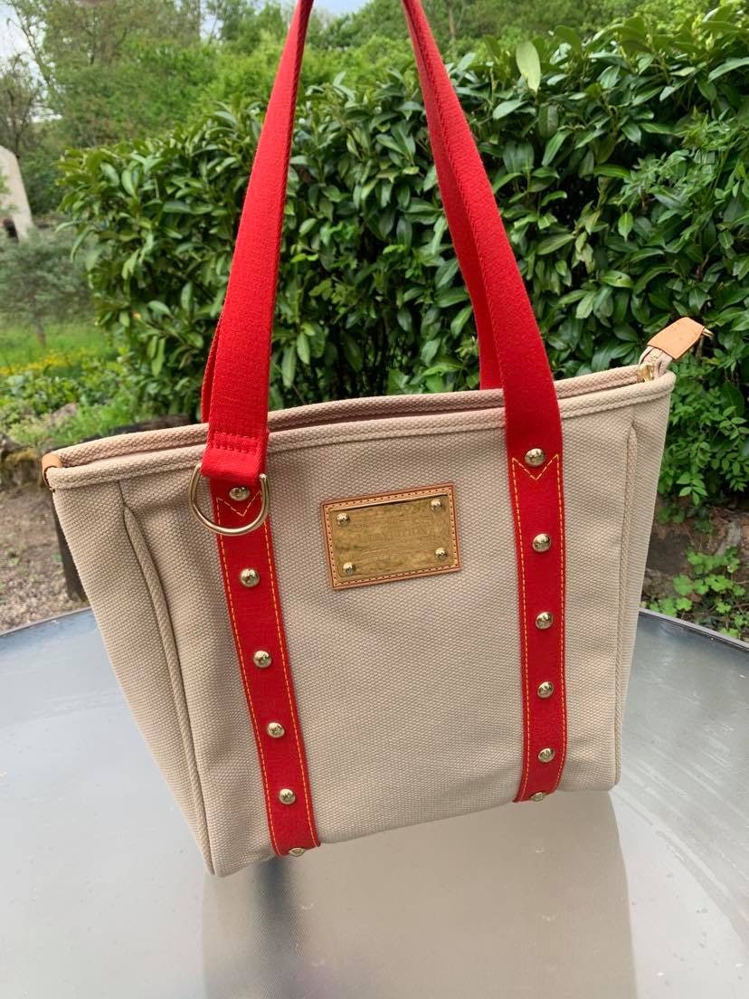 LOUIS VUITTON ANTIGUA CABAS MM TOTE RED/PURPLE