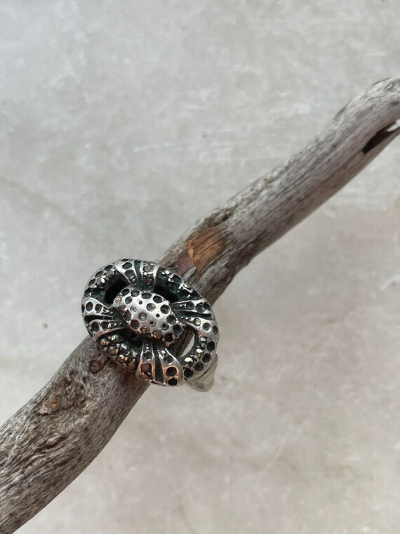 french antique solid sterling silver ring large r… - image 1