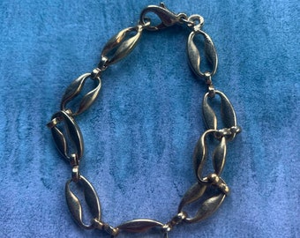 Bracelet Argent Solide Art Nouveau Début 1900s - Style Rare Unisexe, Occasion