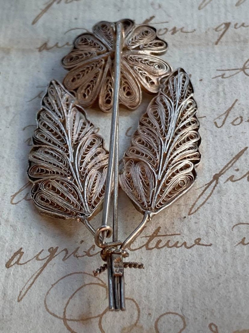 french antique art deco filigree sterling silver 800 solid silver large brooch hand made solid silver floral brooch pin
