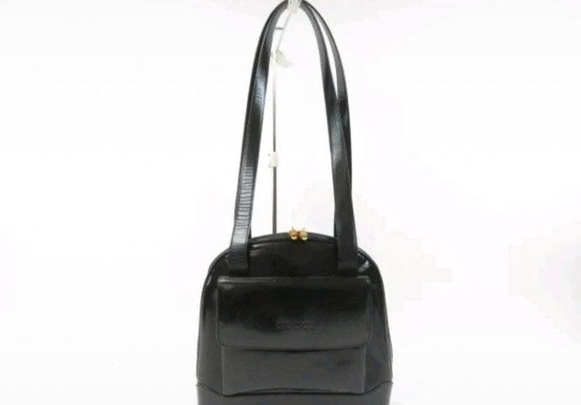RARE vintage Collection Gucci Bamboo Diana Top Handle Bag black leather hand bag shoulder bag Bamboo Gucci bag Signed Numbered
