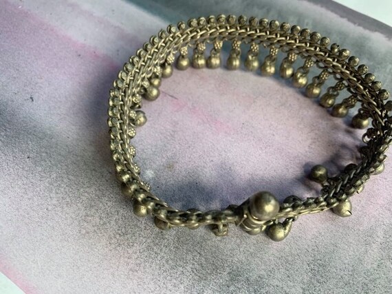 antique handmade  solid brass silver ankle bracel… - image 3