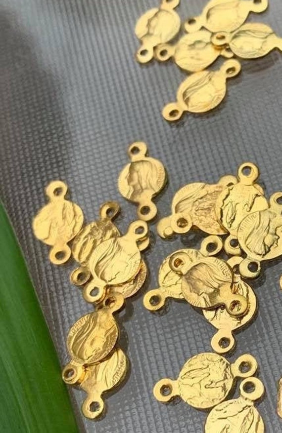 8Pcs Vintage Français Médaille Religieuse Rosaire Connecteur St Mary Maria N D Notre Dame Loudes Fra