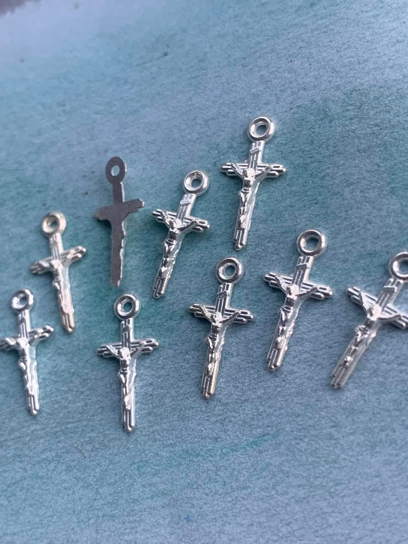 10Pcs Français Vintage Religieux Crucifix Sacré-Cœur Vierge Marie Croix Reliquaire Jésus France