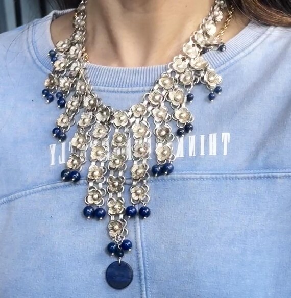 Beautiful large Ethnic solid brass silver hand ma… - image 1