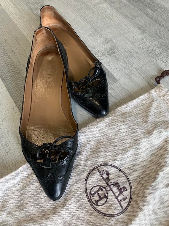 French Vintage Hermes Lady Shoes Soft Black Lamb Leather Made in Italy Dust Bag 36 for 5.5 Etsy Canada