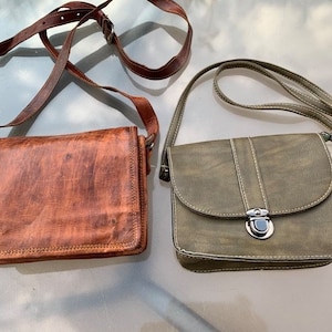 Lot 2 leather bag Italy vintage high quality  brown Leather should Bag Women shoulder bag light brown green leather shoulder bag